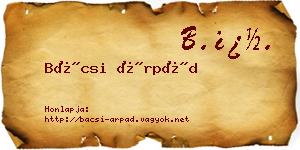Bácsi Árpád névjegykártya