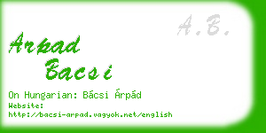 arpad bacsi business card