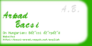 arpad bacsi business card